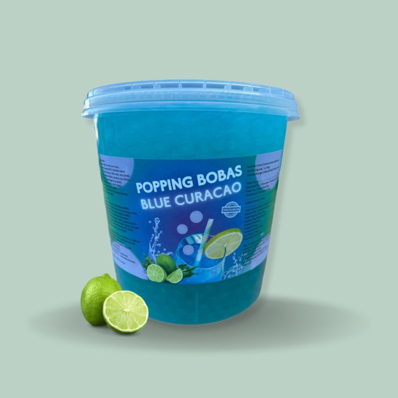 Perle cu aroma de Blue Curacao pentru Bubble tea (Blue Curacao Popping Boba) 3,4 kg