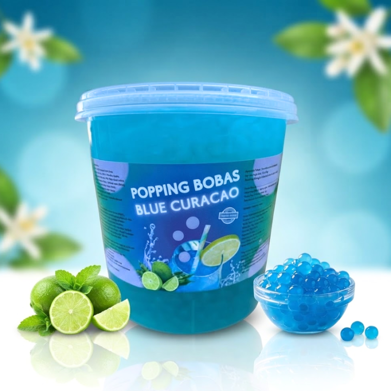 Perle cu aroma de Blue Curacao pentru Bubble tea (Blue Curacao Popping Boba) 3,4 kg