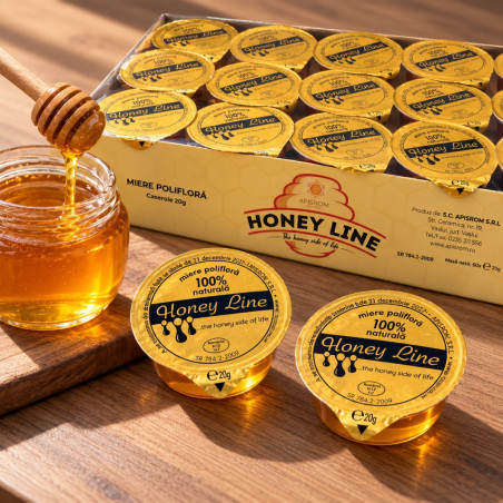 Miere poliflora in caserole de 20g, 1 cutie de 60 buc - Honey Line APISROM